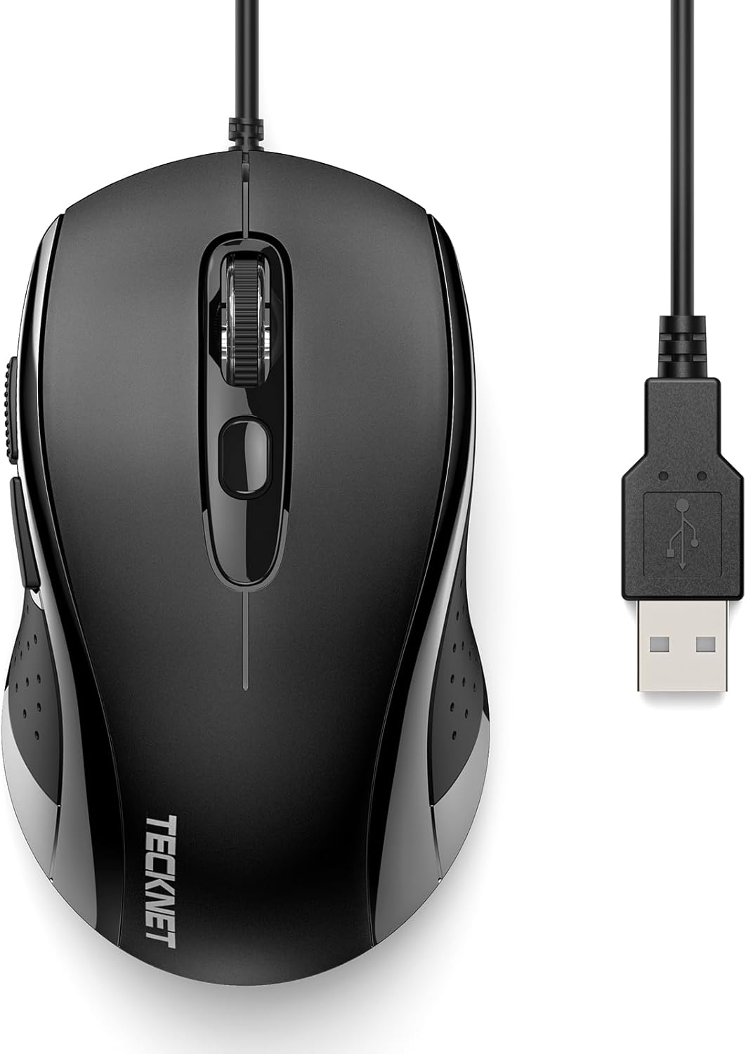 TECKNET Wired USB Mouse – 6 Buttons, 3200 DPI, Ergonomic Design