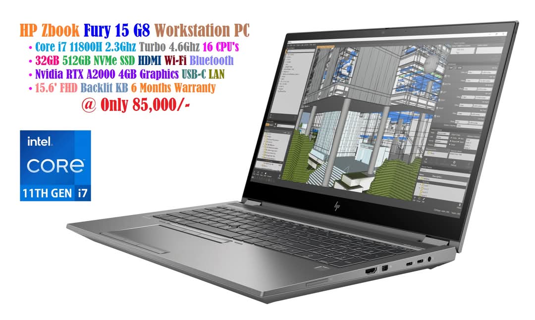 HP ZBook Fury 15.6-inch G8 Mobile Workstation (i7 11th Gen, 16GB RAM, 512GB SSD, NVIDIA RTX A2000)