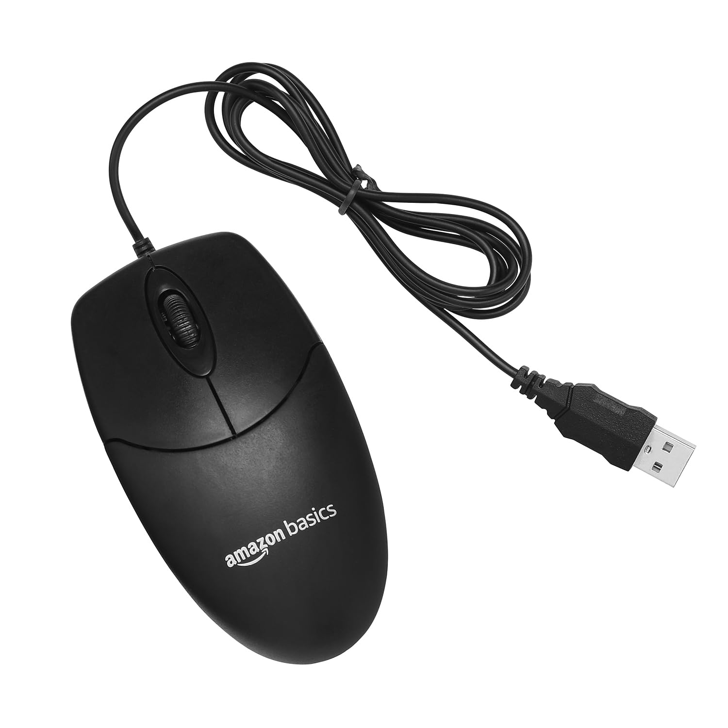 Amazon Basics USB Wired Mouse – 1000 DPI, Plug & Play, Ergonomic